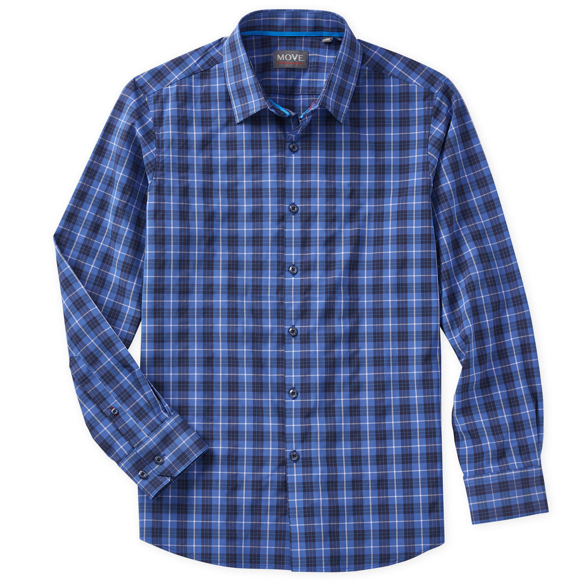 Belmont Men&#39;s Long Sleeve Blue Plaid Shirt