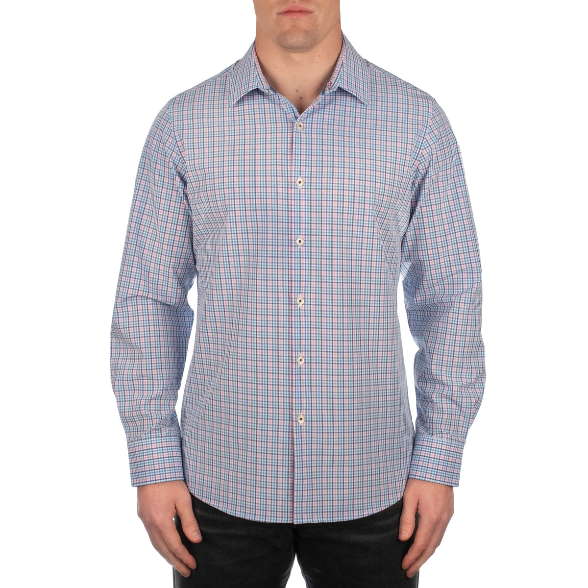 Dakota Men’s Long Sleeve Pink Check Shirt