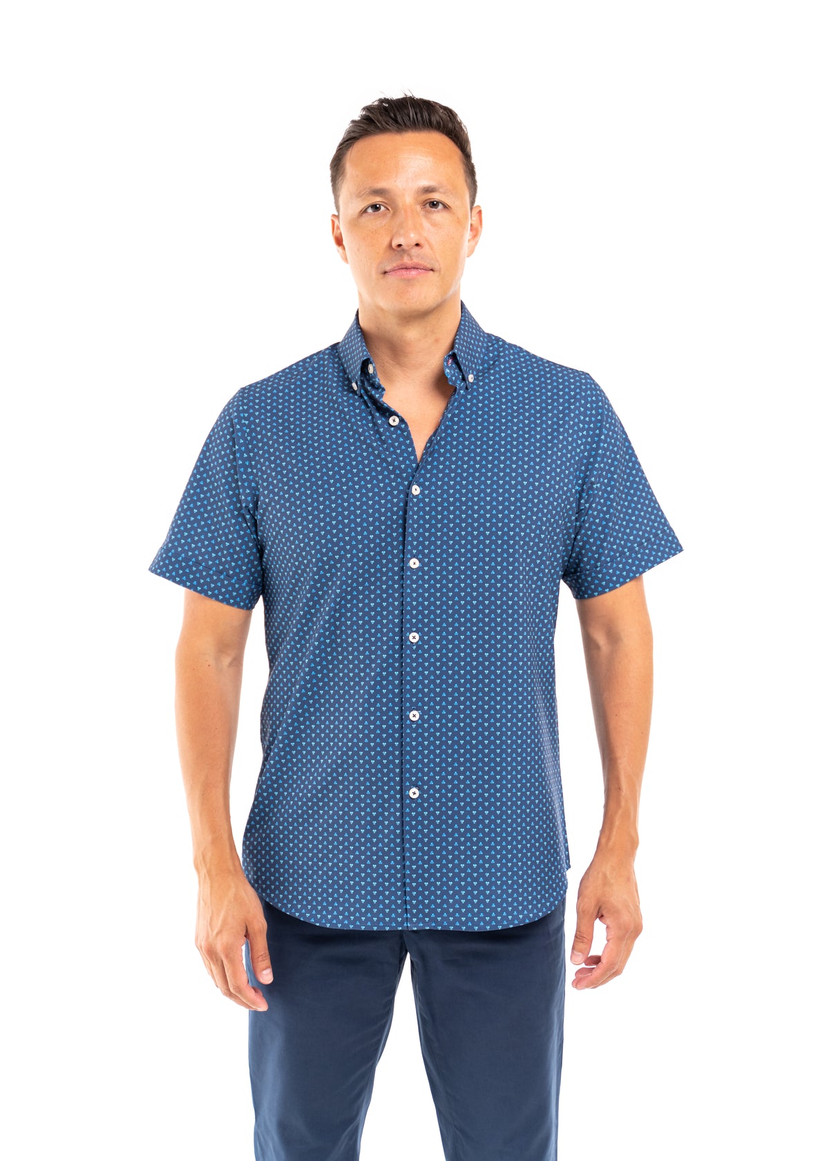 Austin Men&#39;s Short Sleeve Navy Print Shirt