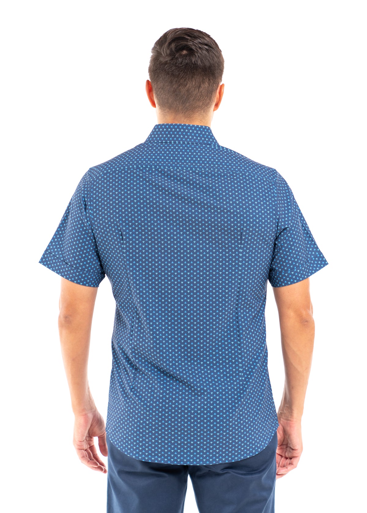 Austin Men&#39;s Short Sleeve Navy Print Shirt