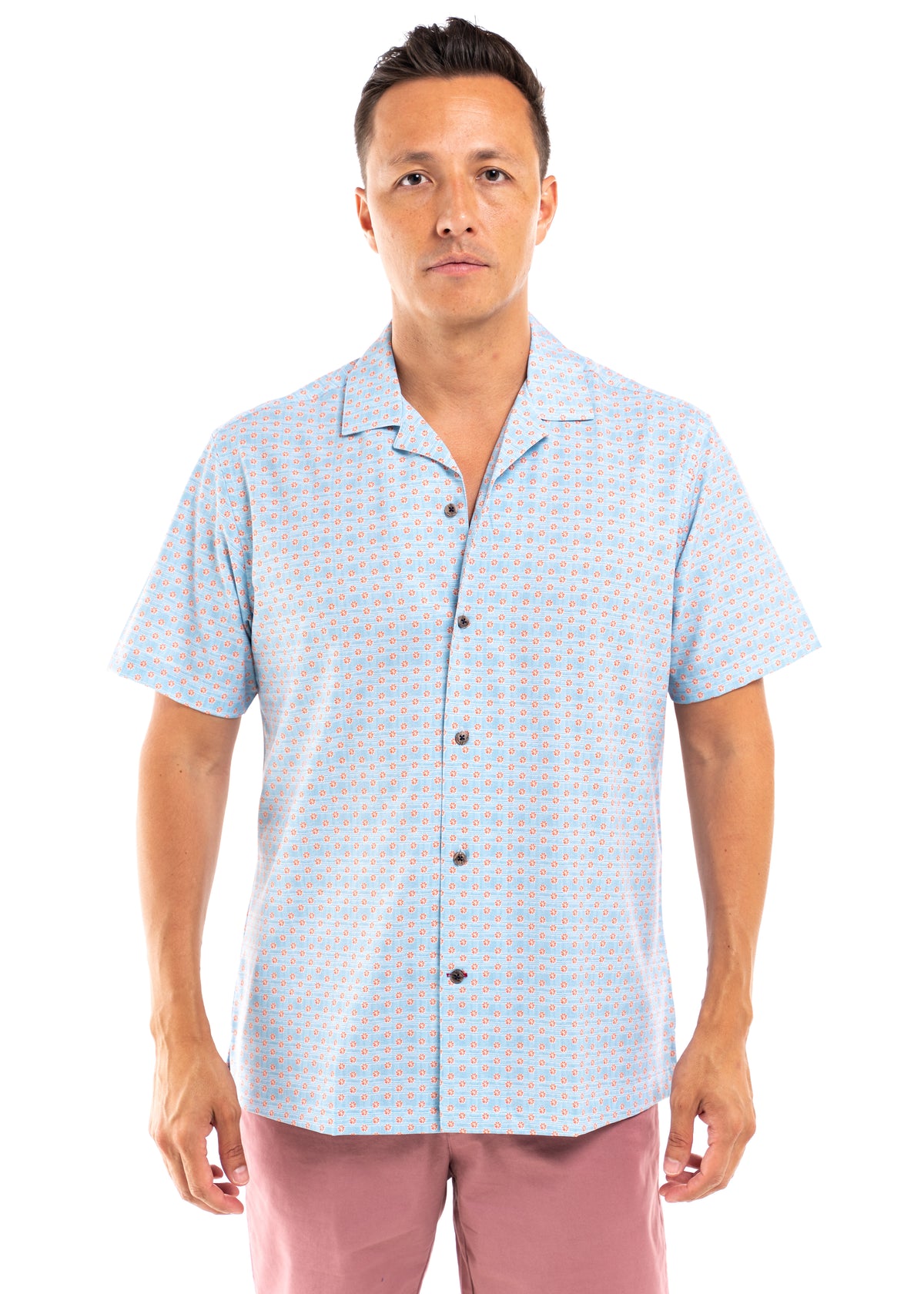 Carter Men&#39;s Short Sleeve Blue Print Shirt